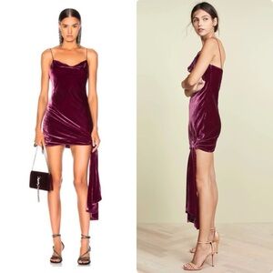 CINQ À SEPT 'Ryder' Sash-Tie Velvet Mini Dress Gooseberry Size 2 90’s Y2K